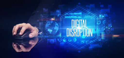 hand holding wireless peripheral, cyber security concept