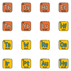 Periodic Table Filled Line Icon Set