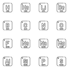 Periodic Table Line Icon Set