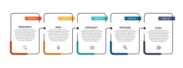 Steps business data visualization timeline process infographic template design with icons