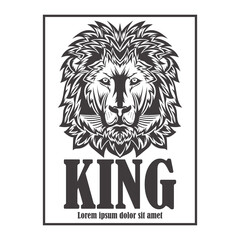 King Lion Head Logo. Vector Illustration.