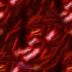 Fototapeta na wymiar Dark red abstract drawing with light sinuous lines and bright flashes. Beautiful and gloomy texture. Red seamless background. 