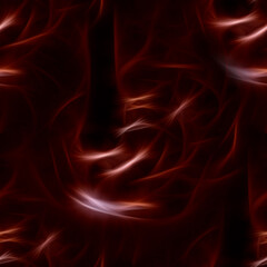 Dark red seamless abstract pattern with light sinuous lines and bright flashes. Beautiful and gloomy texture. Dark background.
