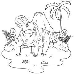 hand drawn of Protoceratops line art 