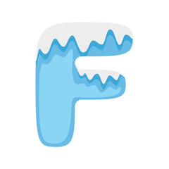 Letter F Snow, vector illustration