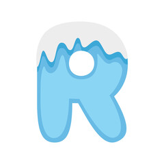 Letter R Snow, vector illustration