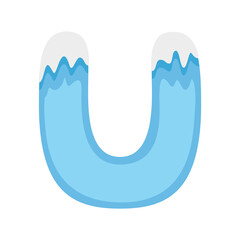 Letter U Snow, vector illustration