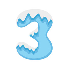 Number 3 Snow, vector illustration