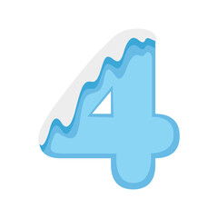 Number 4 Snow, vector illustration