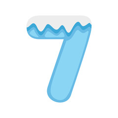 Number 7 Snow, vector illustration