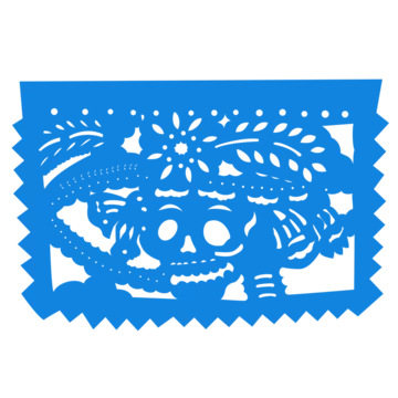 Papel picado azul con Catrina