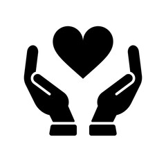 Obraz premium Icono de mano sosteniendo el corazón. Símbolo de cuidado, amor. Ilustración vectorial