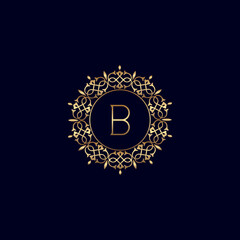 B GOLD ORNATE ROYAL LUXURY LOGO