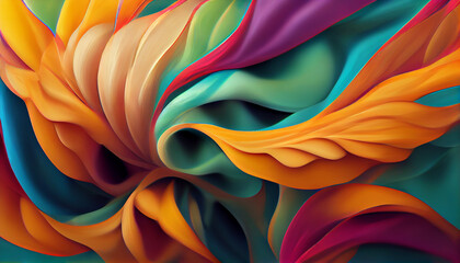 Abstract background with dynamic effect. Creative arrangement of 3D rendering of colorful fractal paint for projects on design. 