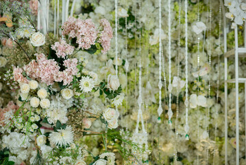 wedding backdrop, wedding flower decoration, rose wall, colorful background, fresh rose, bunch of flower