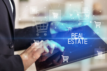 Young person makes a purchase through a tablet