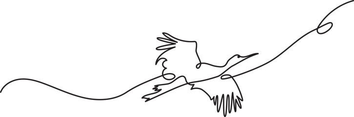 vector illustration of a stork drawn by hand in line art