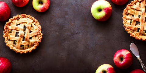 Homemade Apple Pie on Wood Background
