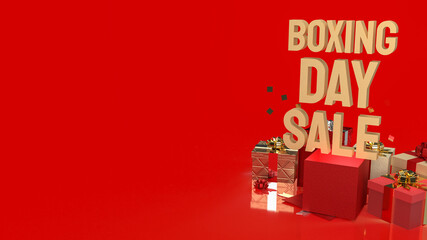 The gift box and gold text Boxing Day sale for business or advertising concept 3d rendering