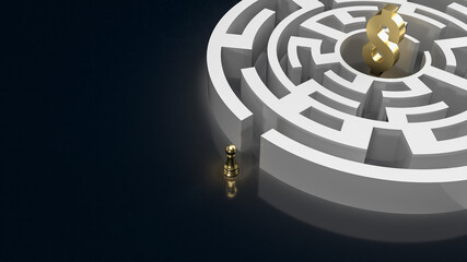 The chess and maze for business concept 3d rendering