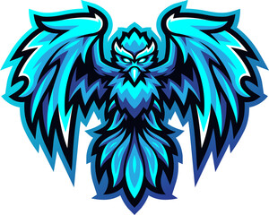 Blue phoenix mascot - obrazy, fototapety, plakaty