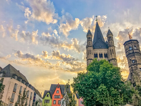 sunset over cologne germany