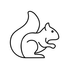 Squirrel icon for mammal animal in black outline style