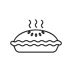 Hot pie icon for meal or food in black outline style