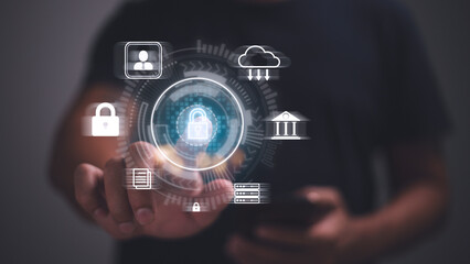 Cyber Protection Data Security Internet Privacy Internet technology concept on virtual screen.