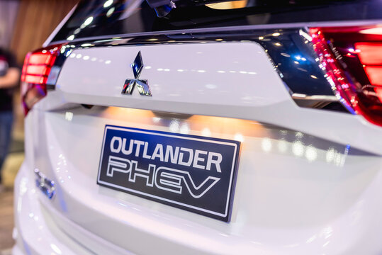 Metro Manila, Philippines - Sept 2022: A 2023 Mitsubishi Outlander PHEV on display at the Philippine International Motor Show.