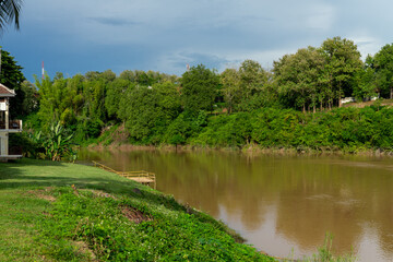 Fototapeta premium Due to the rainy season, the waters of the Mekong River increased