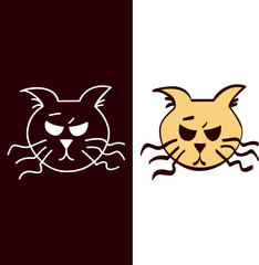 halloween cat head icon and illustration