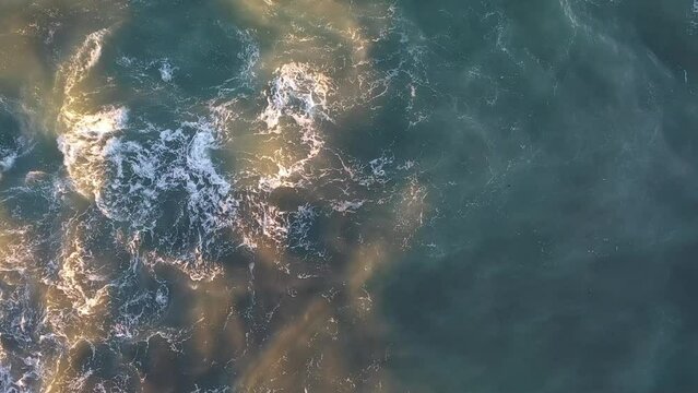 Dramatic Sea Texture 4K filmed on a drone in the Sunset