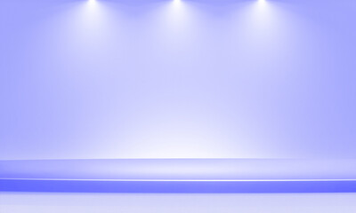 Round podium illuminated by spotlights.