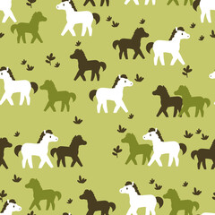 Fresh Outdoor Nature Horse Ranch Vector Graphic Art Seamless Pattern