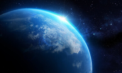 Fototapeta na wymiar Earth planet in deep space. Outer dark space wallpaper
