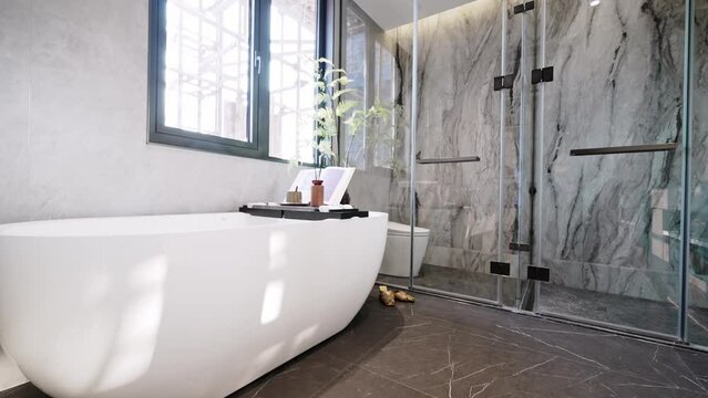 white tub in modern bathroom