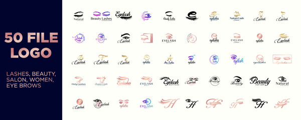 beauty logo design collection, logo eyelashes, eyebrows, nails for beauty salon
