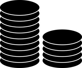 Coins icon vector. Coin stacks sign on white background..eps