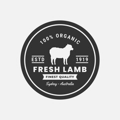 Premium Lamb Meat Logo Finest Quality Vector Isolated. Special Lamb Meat Label. Vintage style sheep farm company logo.