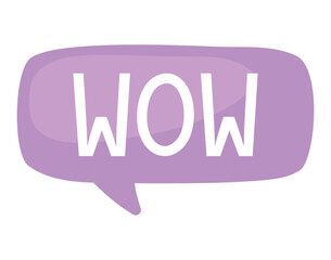 speech bubble with wow lettering