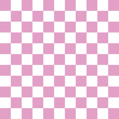 Pink and white checkered background. 
