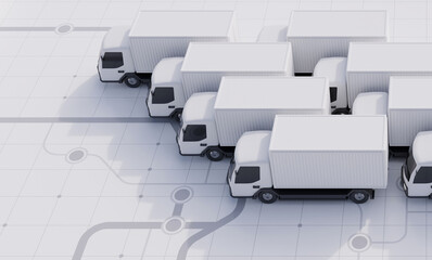 White truck for delivery and shipping service, 3d rendering
