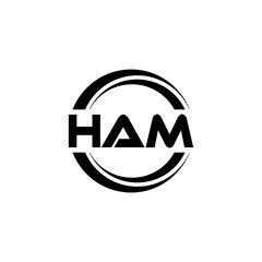 HAM letter logo design with white background in illustrator, vector logo modern alphabet font overlap style. calligraphy designs for logo, Poster, Invitation, etc.