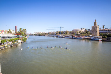 canoeing training in seville, spain