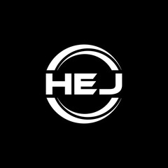 HEJ letter logo design with black background in illustrator, vector logo modern alphabet font overlap style. calligraphy designs for logo, Poster, Invitation, etc.