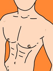 Fototapeta premium body man cartoon on orange background