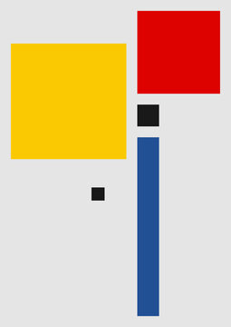 Modern Poster Template Inspired By Mondrian. In Neoplasticism Style.