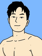 cute man cartoon on blue background