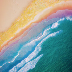 Aerial view of sea waves and fantastic beach. Summer seascape from drone. Travel - image. nature...